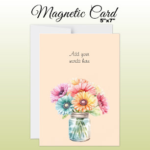 Carte magnétique de pêche florale gerbera texte pe