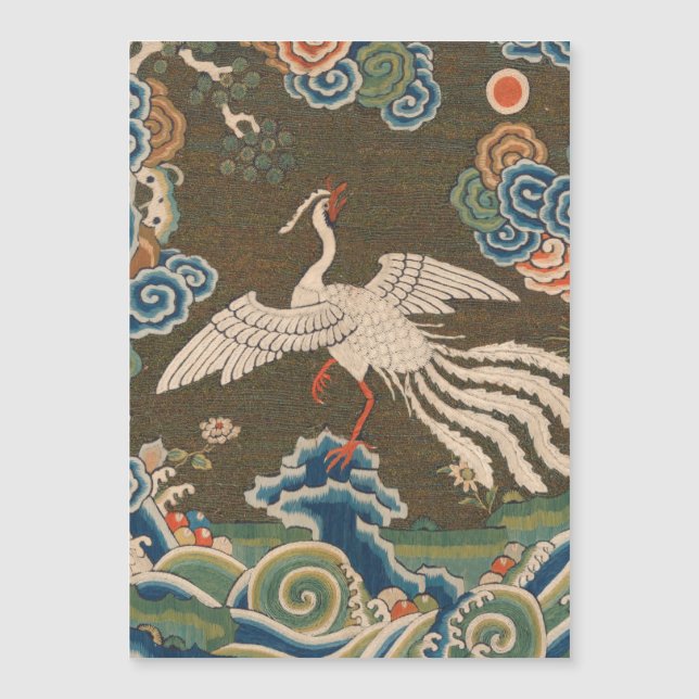 Carte Magnétique Décor d'antiquité chinois d'oiseaux (Devant)