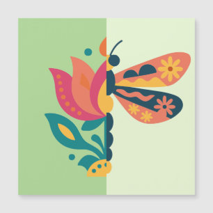 Carte Magnétique Décoration papillon colorée avec éléments floraux
