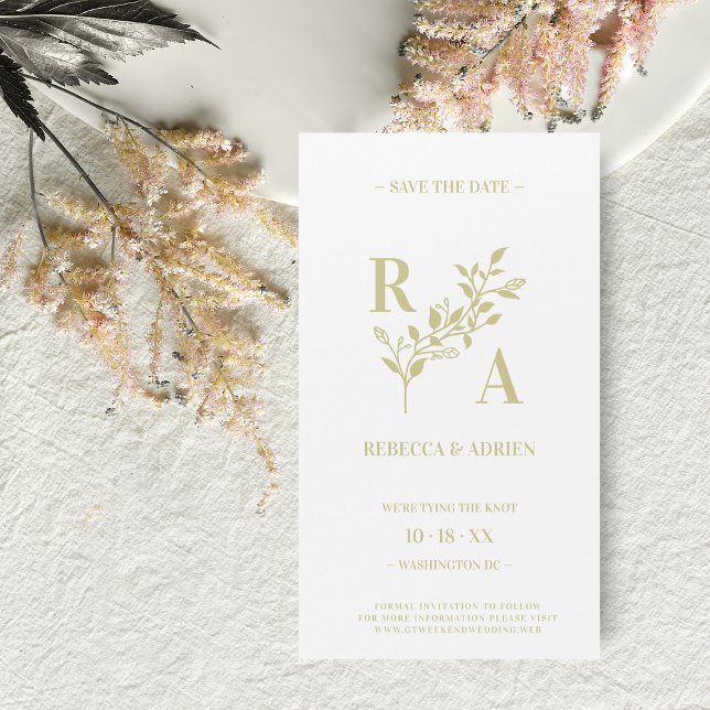 Carte Magnétique Delicate & Romantic Floral Wreath Wedding Initials (Créateur téléchargé)