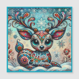 Carte magnétique des grands yeux Reindeer de Noël