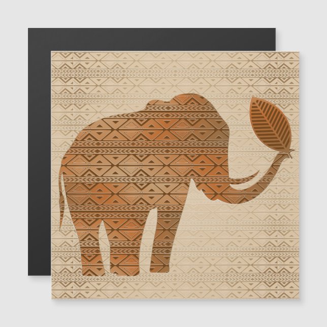Carte Magnétique Design d'art tribal des éléphants (Devant / Derrière)