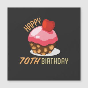 Carte Magnétique Design de 70e anniversaire mignon avec gâteau au c