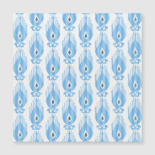 Carte Magnétique Design Motif Ikat Blanc Bleu