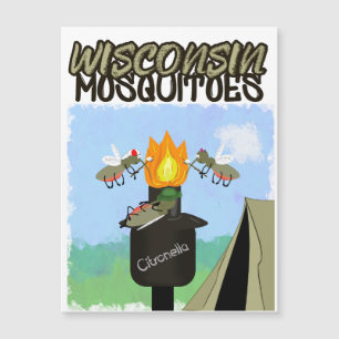 Carte Magnétique Dessin animé de moustiques du Wisconsin - Camping 