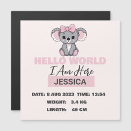 Carte Magnétique Détails du bébé né Pink Koala