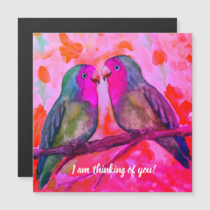 Carte Magnétique Deux petits oiseaux d'amour, je pense à vous