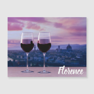 Carte Magnétique Deux verres de vin rouge sur la ligne d'horizon de