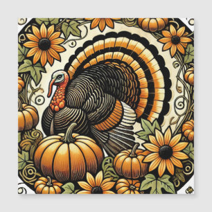 Carte Magnétique Dinde de Thanksgiving
