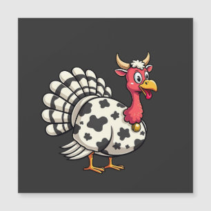 Carte Magnétique Dinde de Thanksgiving Tête de Vache Moo Drôle Fami