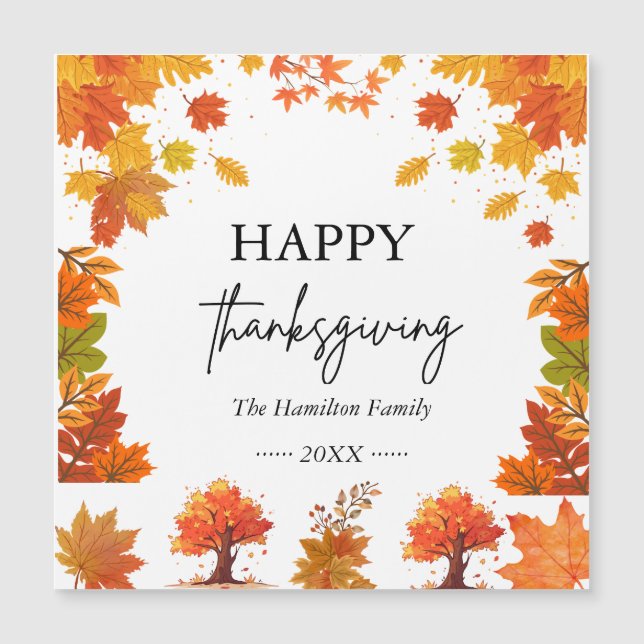 Carte Magnétique Dîner de Thanksgiving Automnal Cosy (Devant)