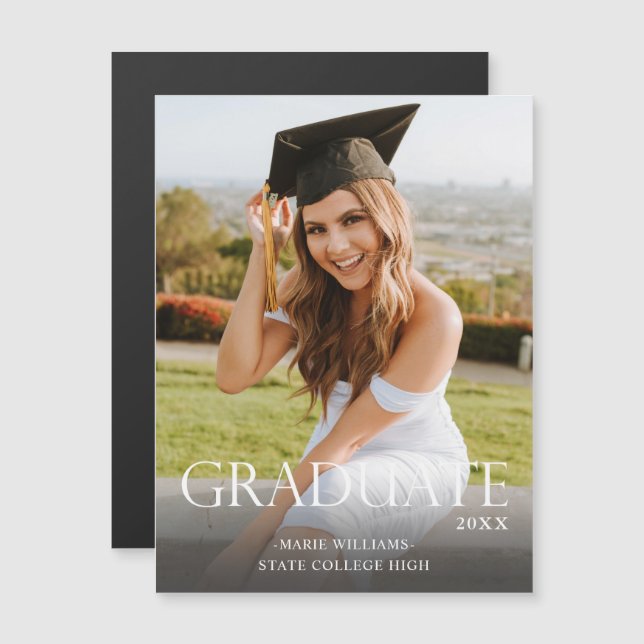 Carte Magnétique Diplômé de 2M et graduation photo Aimant plus lége (Devant / Derrière)