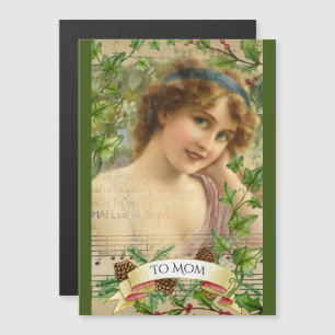 Carte Magnétique Distressed Victorian Woman in the Garden Magnetic
