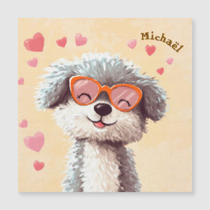 Carte Magnétique Dog Happy Valentine's Day Heart Kids School