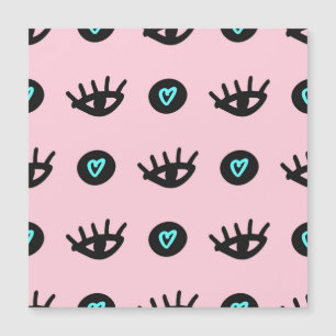 Carte Magnétique Doodle Fille : Coeurs Des Yeux Sans Couleur.