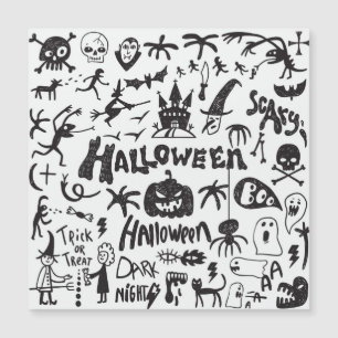 Carte Magnétique Doodles de monstre d'Halloween amusant