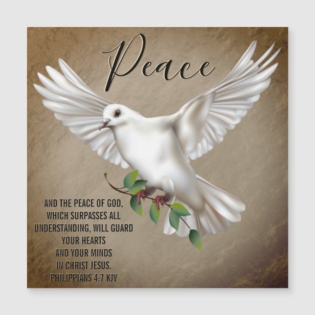 Carte Magnétique Dove de la paix Scripture personnalisée Verse (Devant)