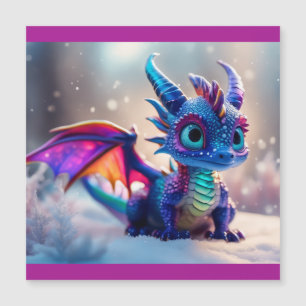 Carte Magnétique Dragon dans la neige.