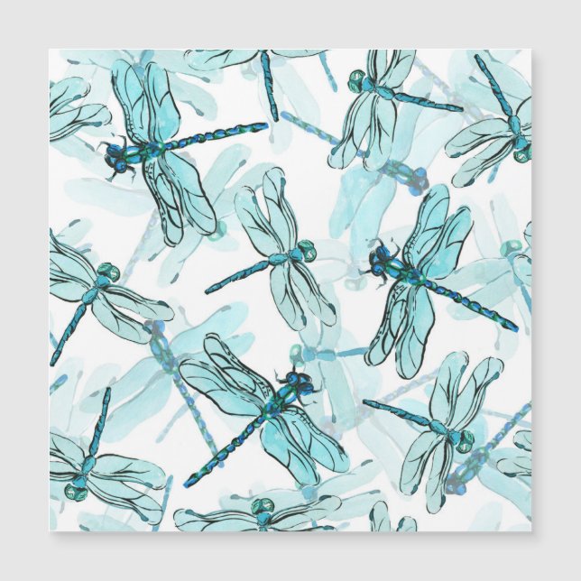 Carte Magnétique Dragonflies élégantes : Aquarelle (Devant)