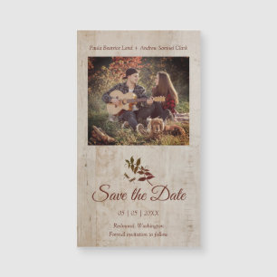 Carte Magnétique Dragonfly rustique sur bois avec photo en couple