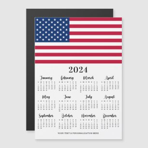 Carte Magnétique Drapeau américain patriotique 12 mois 2022 Calendr