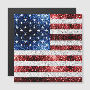 Carte Magnétique drapeau américain rouge blanc brillant parties sci