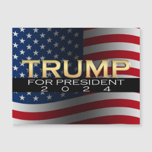 Carte Magnétique Drapeau américain Trump 2024 Gold Patriotic