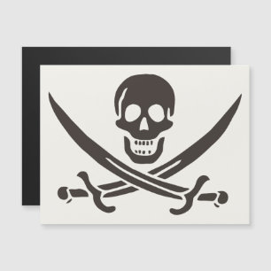 Carte Magnétique Drapeau de crâne obsidien Drapeau de pirate Calico