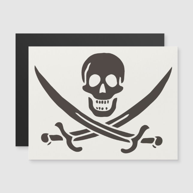Carte Magnétique Drapeau de crâne obsidien Drapeau de pirate Calico (Devant / Derrière)
