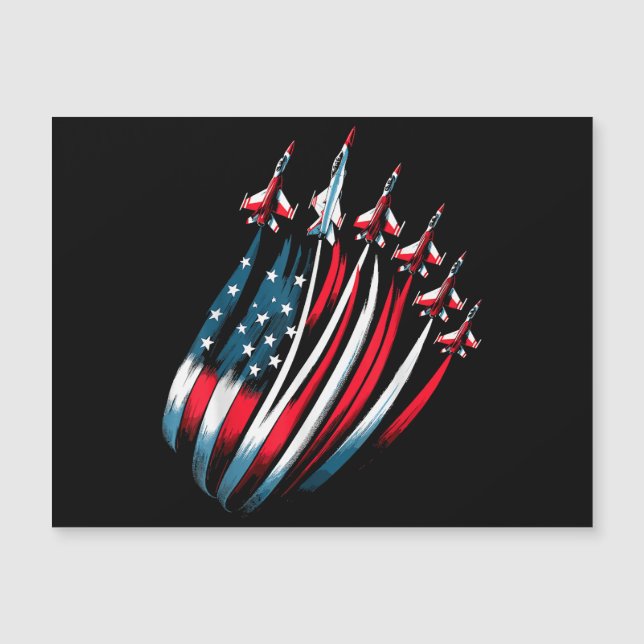 Carte Magnétique Drapeau Patriotique USA Jets Boys 4 juillet (Devant)
