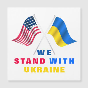 Carte Magnétique Drapeau USA - Drapeau Ukraine - Nous Sommes Avec L