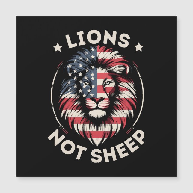Carte Magnétique Drapeau USA , LIONS PAS MOUTONS (Devant)