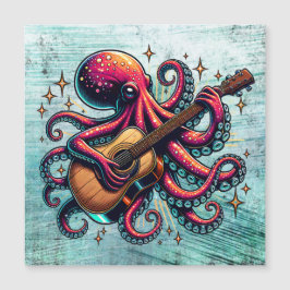 Carte Magnétique Drôle Cartoon Octopus Jouer de la guitare