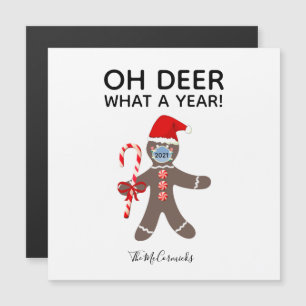 Carte Magnétique Drôle Noël 2021 Masque Visage Gingerbread Nom