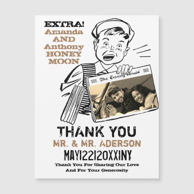 Carte Magnétique Drôle photo merci (Devant)