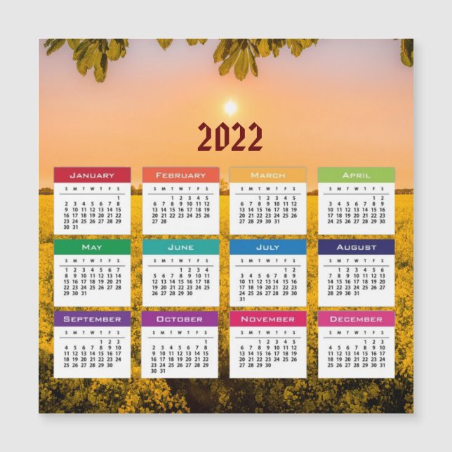 Carte magnétique du calendrier 2022 (Devant)
