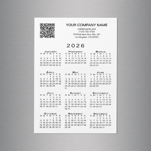 Carte magnétique du calendrier 2026 QR pour entrep