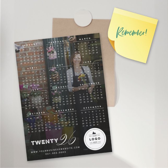 Carte magnétique du calendrier de typographie simp (2026 Simple Typography Calendar Magnetic Card @ fat_fa_tin)