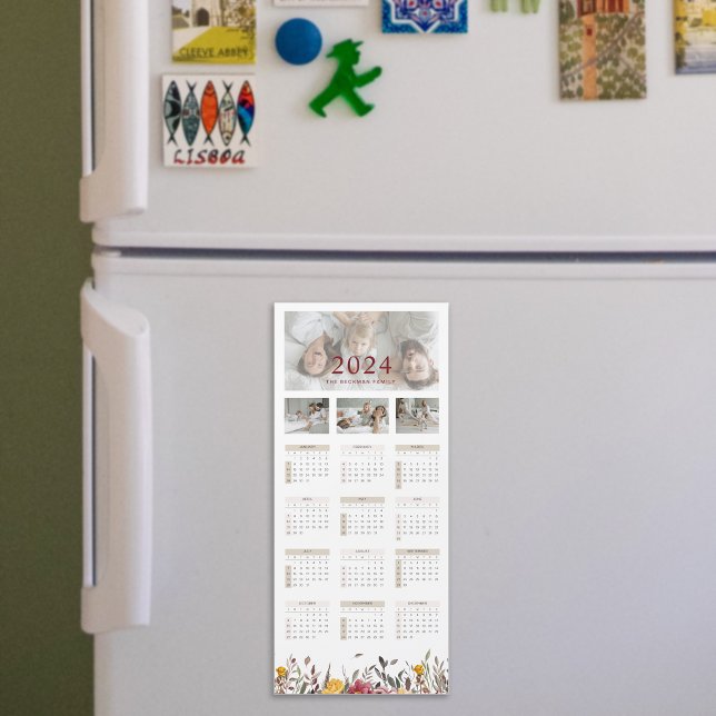 Carte magnétique du calendrier photographique à fl (2024 Wild Flower Photo Calendar Magnetic Card)