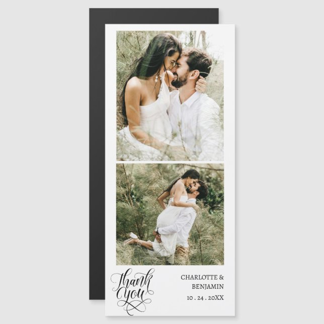 Carte magnétique du Mariage photo personnalisé (Devant / Derrière)