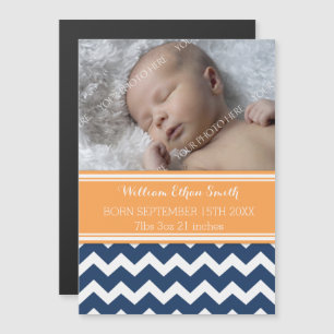 Carte magnétique du nouveau bébé Orange Blue Chevr