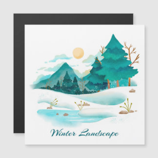 Carte magnétique du paysage hivernal