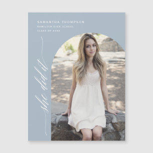 Carte Magnétique Dusty Blue Elle L'A Fait Arch Photo Graduation Mag