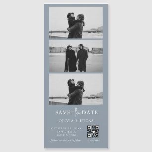 Carte Magnétique Dusty Blue QR Code Bande photo Mariage magnétique