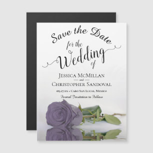 Carte Magnétique Dusty Purple Mariage Rose Enregistrer l'aimant Dat
