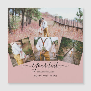 Carte Magnétique Dusty Rose rose Newlywets Mariage PHOTO Cadeau