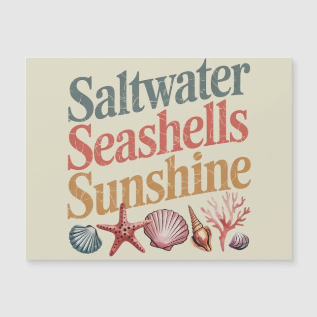 Carte Magnétique Eau salée Coquillages Soleil Été Plage vacances (Devant)