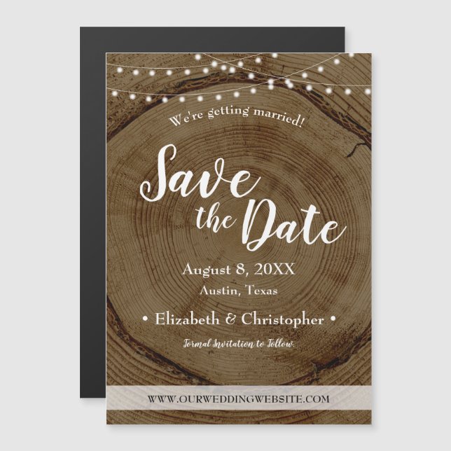 Carte Magnétique Éclairage à chaîne Mariage rustique magnétique (Devant / Derrière)