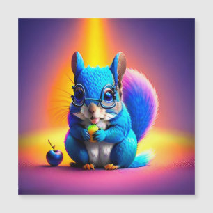 Carte Magnétique Écureuil bleu mangeant un fruit 