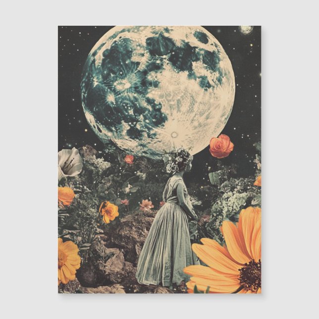 Carte Magnétique Élégance Lune - Femme avec Lune (3) (Devant)